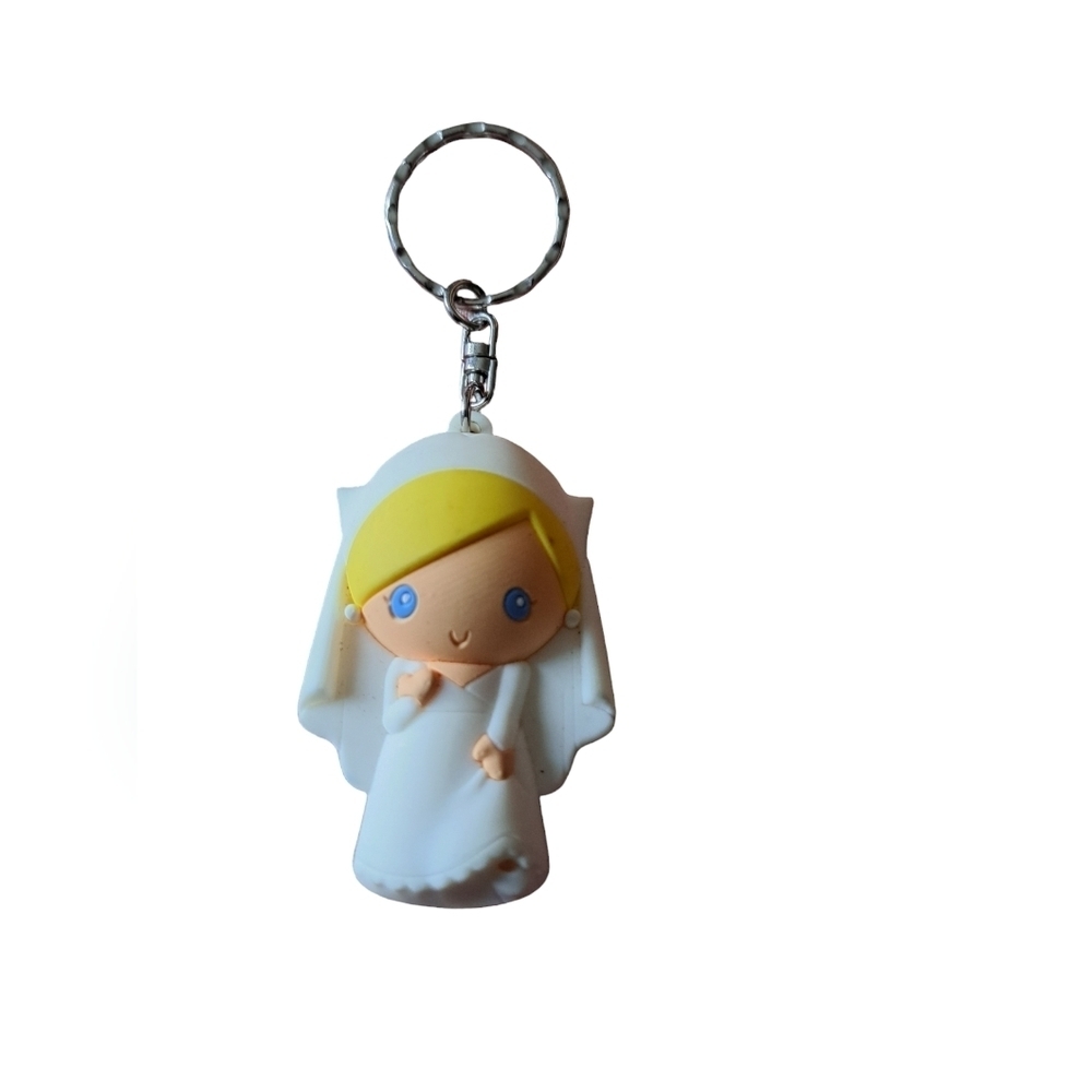 DISNEY FIGURINE rubber key ring chain Cinderalla wedding girl bride 3" high